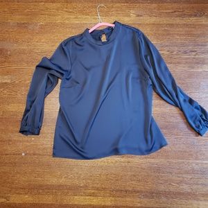 Mock Neck Dark Grey Blouse